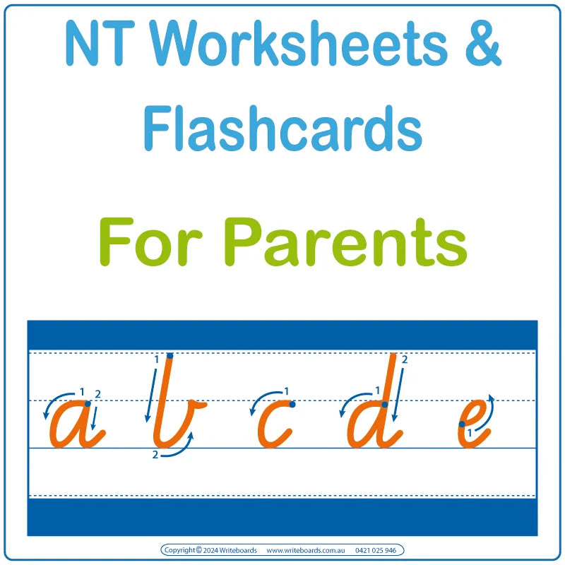 NT Alphabet Tracing Worksheets for Parents, NT Cursive Writing Worksheets for Parents, NT  Pre-primary Tracing Worksheets