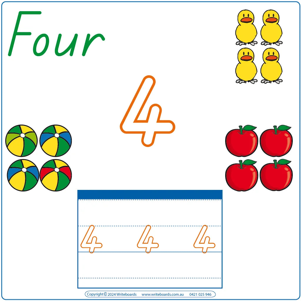 Recognise and write numbers from 1 to 12 using TAS School Handwriting. Colourful worksheets & flashcards