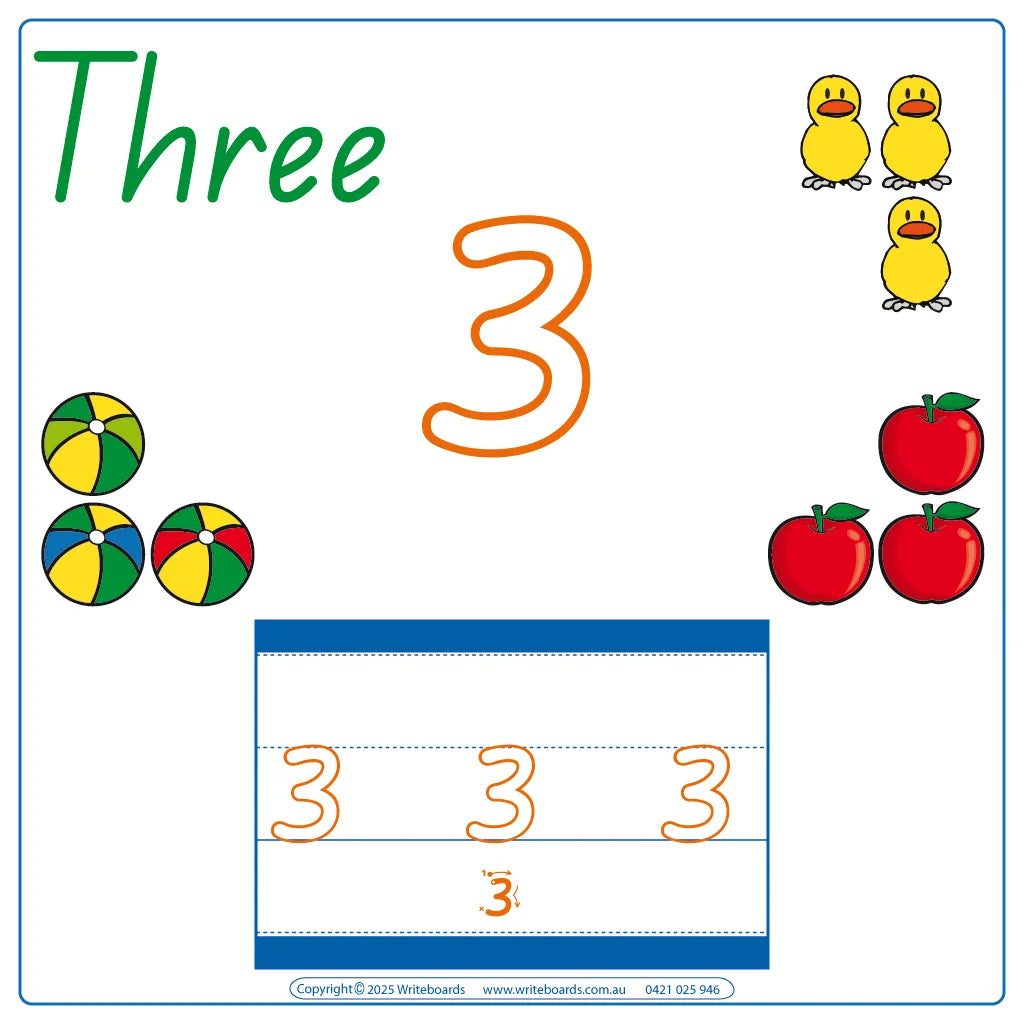 Teach your child the numbers from 1–12 using QLD School Handwriting for Ages 3+