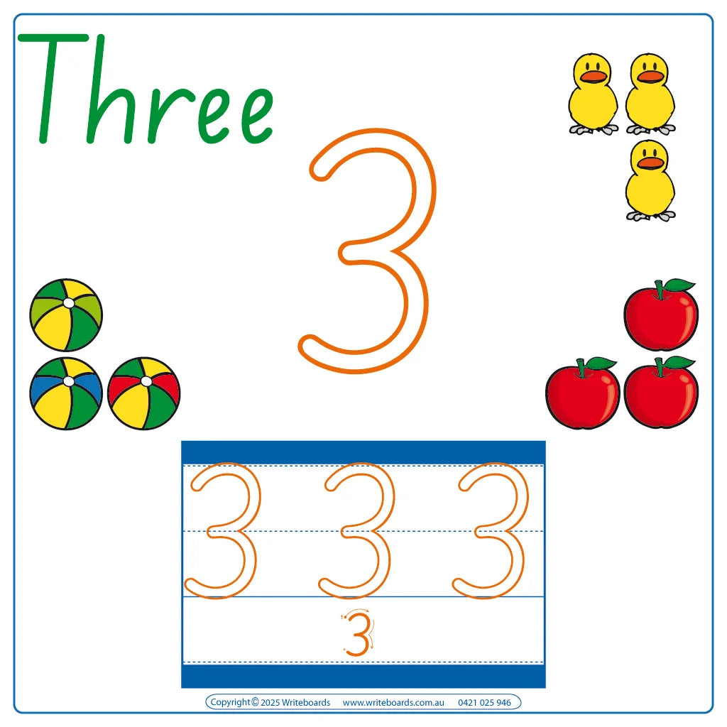 Teach your child the numbers from 1–12 using SA Modern Cursive Handwriting for Ages 3+