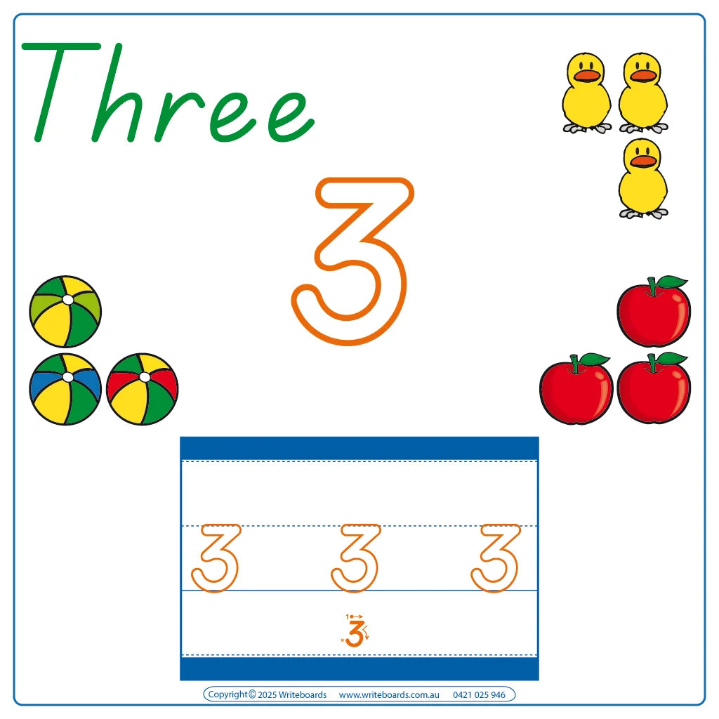 Teach your child the numbers from 1–12 using TAS Modern Cursive Handwriting for Ages 3+