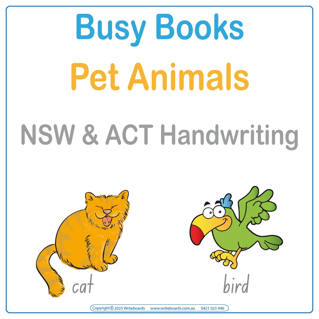 Teach Your Child about Pet Animals using NSW & ACT Handwriting for ages 3+