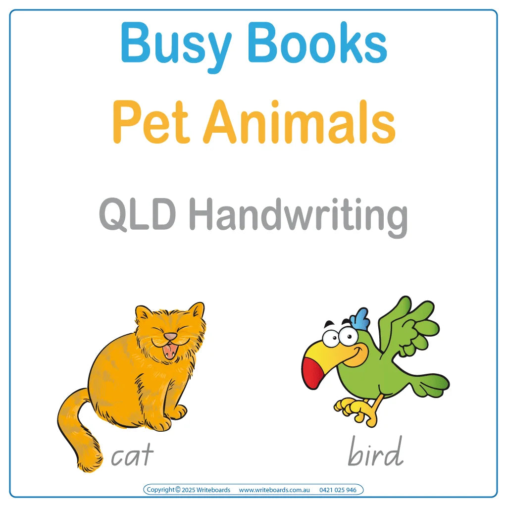 Teach Your Child about Pet Animals using QLD School Handwriting for ages 3+