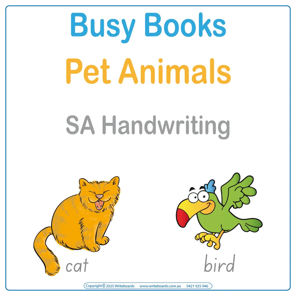 Teach Your Child about Pet Animals using SA School Handwriting for ages 3+