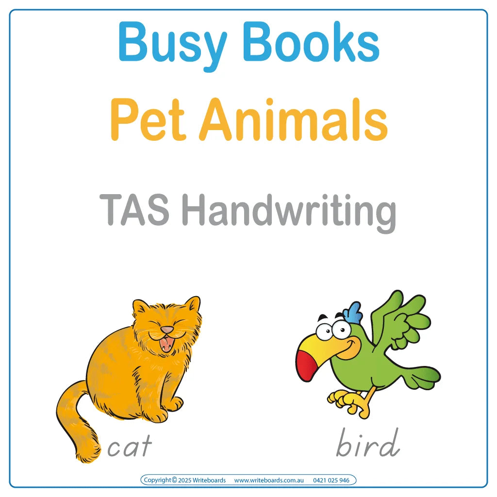 Teach Your Child about Pet Animals using TAS School Handwriting for ages 3+