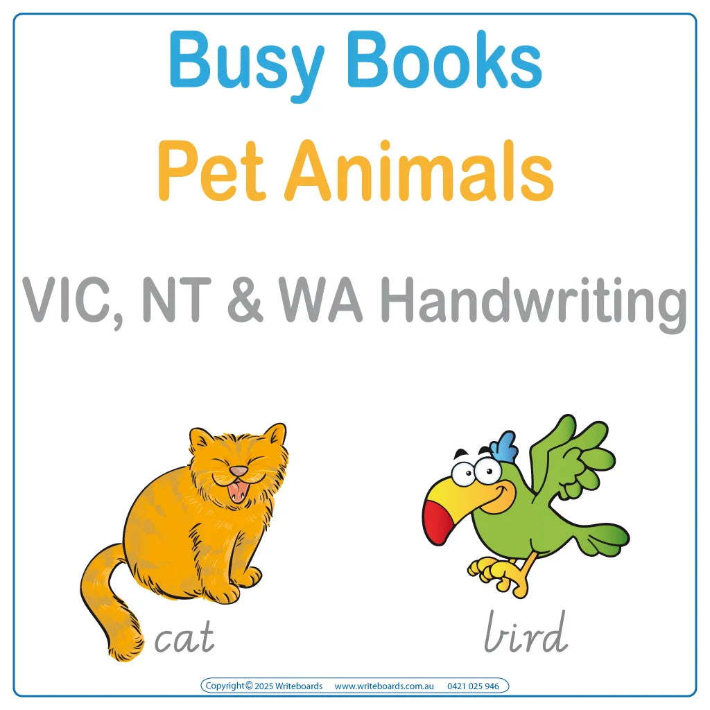 Teach Your Child about Pet Animals using VIC & WA Handwriting for ages 3+