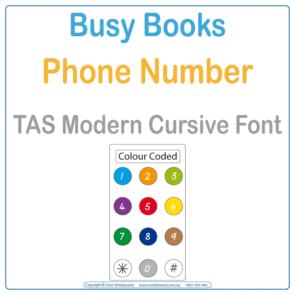Teach your students their phone number using this interactive TAS Modern Cursive Busy Book