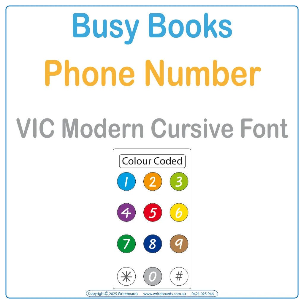 Teach your students their phone number using this interactive VIC Modern Cursive Busy Book