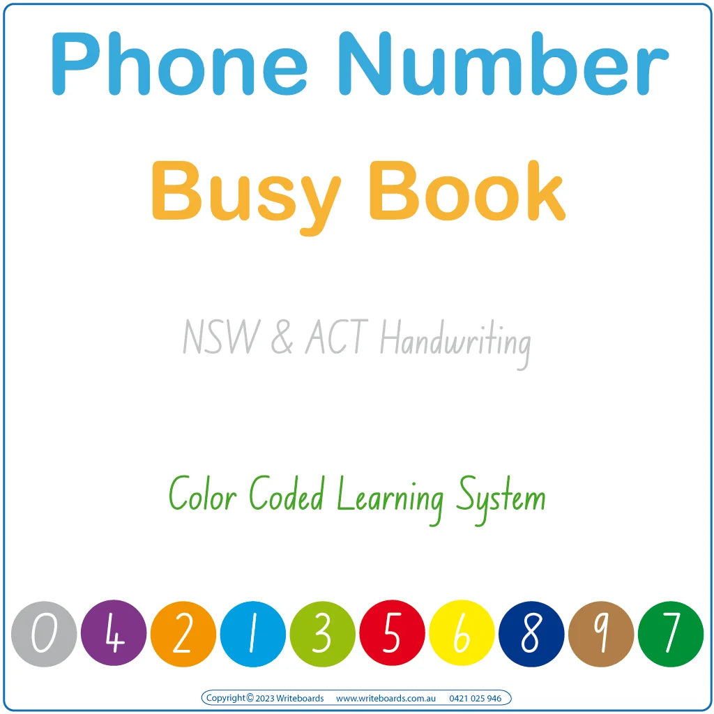 Teach Your Child Their Phone Number using NSW School Handwriting, Phone Number Busy Book