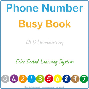 Teach Your Child Their Phone Number using QLD School Handwriting, Phone Number Busy Book