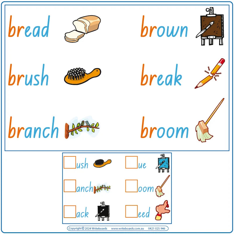 NSW & ACT Phonic Blends Worksheets, NSW Colour Coded Phonic Blends Worksheets