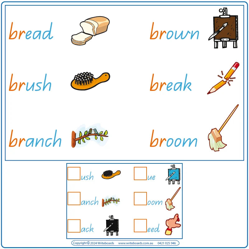 QLD Phonic Blends Worksheets, QLD Colour Coded Phonic Blends Worksheets