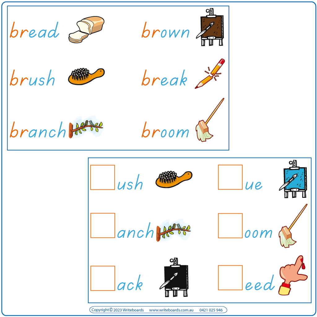 Phonic Consonant Blends - TAS Modern Cursive Font