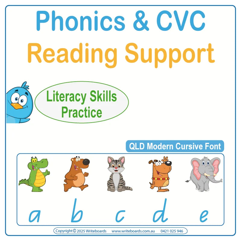 QLD Modern Cursive Font Phonics and CVC Worksheets for Teachers – handwriting and literacy resources