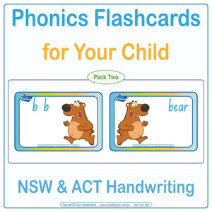 Phonics Flashcards for Your Child using NSW and ACT School Handwriting, NSW Foundation Phonics Flashcards