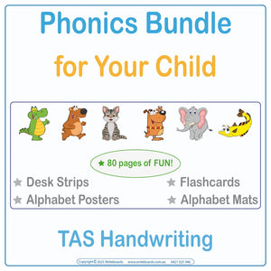 Phonics Home Learning Bundle for kids in TAS aged 3+, TAS Modern Cursive Phonics Bundle
