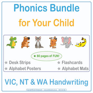 Phonics Home Learning Bundle for kids in VIC and WA aged 3+, Phonics Bundle NT Handwriting