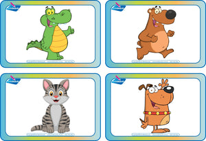 Alphabet Picture Flashcards for childcare & kindergarten with cute animal illustrations