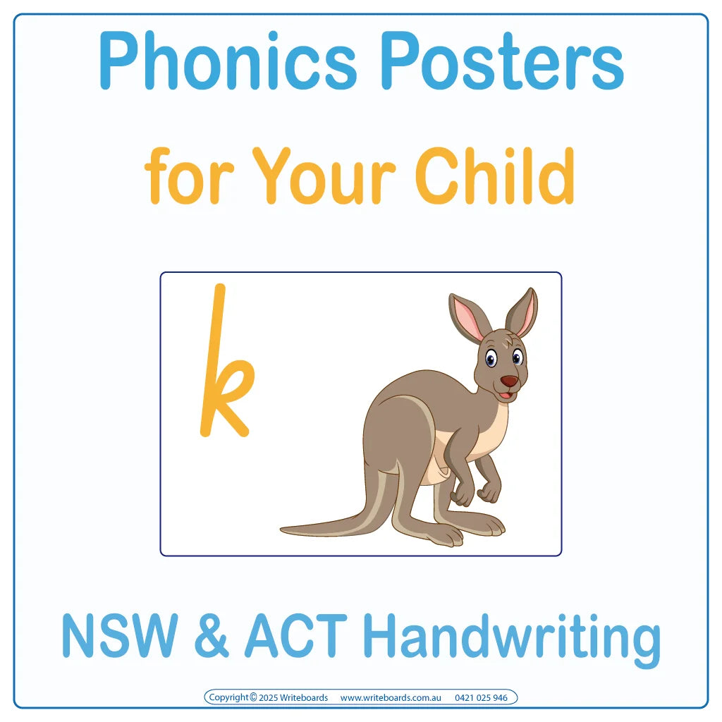 Phonics Posters for NSW and ACT School Handwriting, NSW Foundation Font Phonics Posters for your child