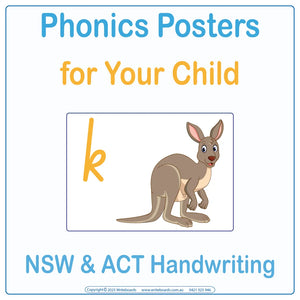 Phonics Posters for NSW and ACT School Handwriting, NSW Foundation Font Phonics Posters for your child