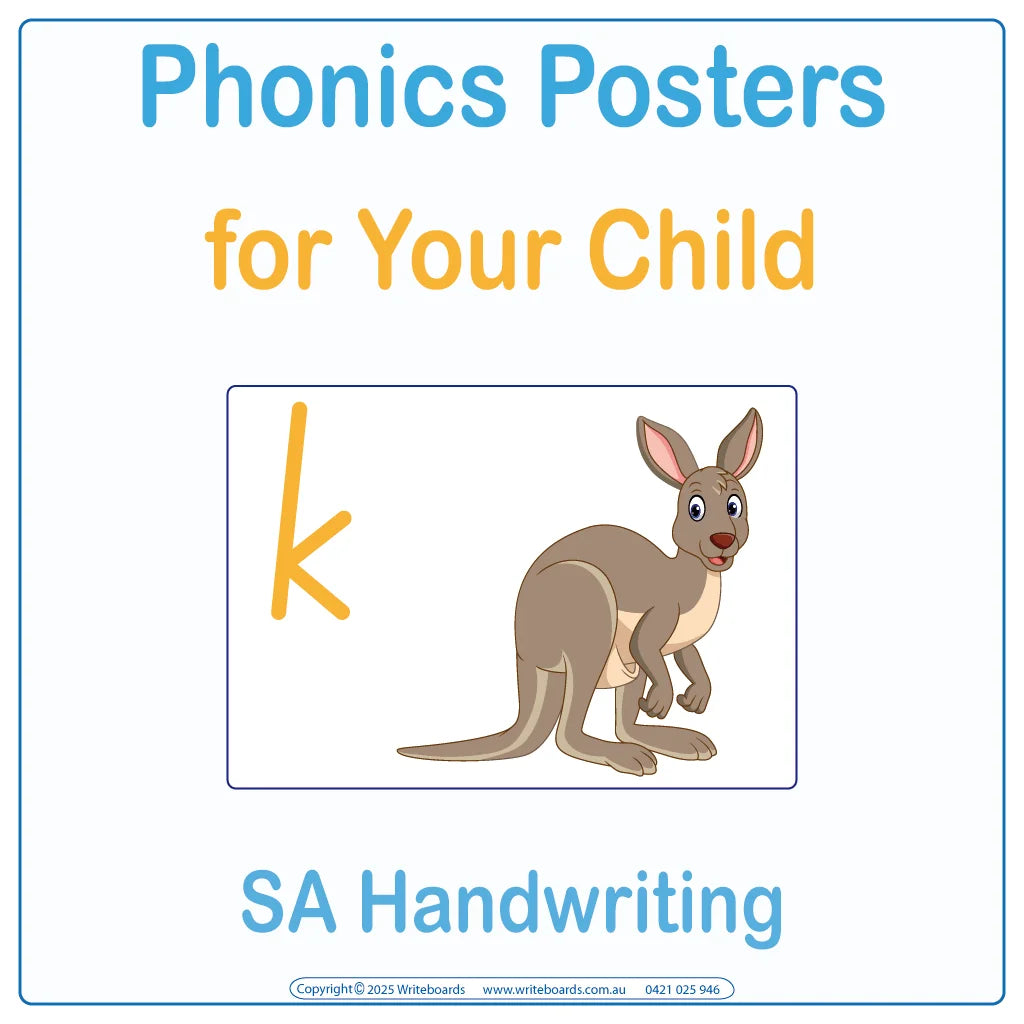 Phonics Posters for SA School Handwriting, SA Modern Cursive Phonics Posters for your child