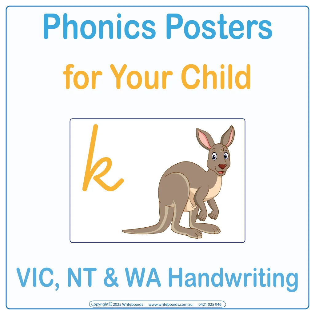 Phonics Posters for VIC and WA School Handwriting, Phonics Posters for NT School Handwriting, room decorations