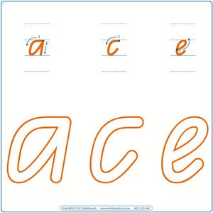 Teach your child letters and numbers with QCursive worksheets, QLD lowercase alphabet and numbers tracing worksheets