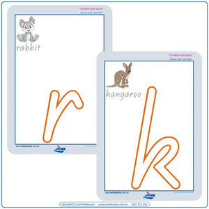 QLD Modern Cursive Font Animal Phonics Play Dough Pack with letters and animal pictures