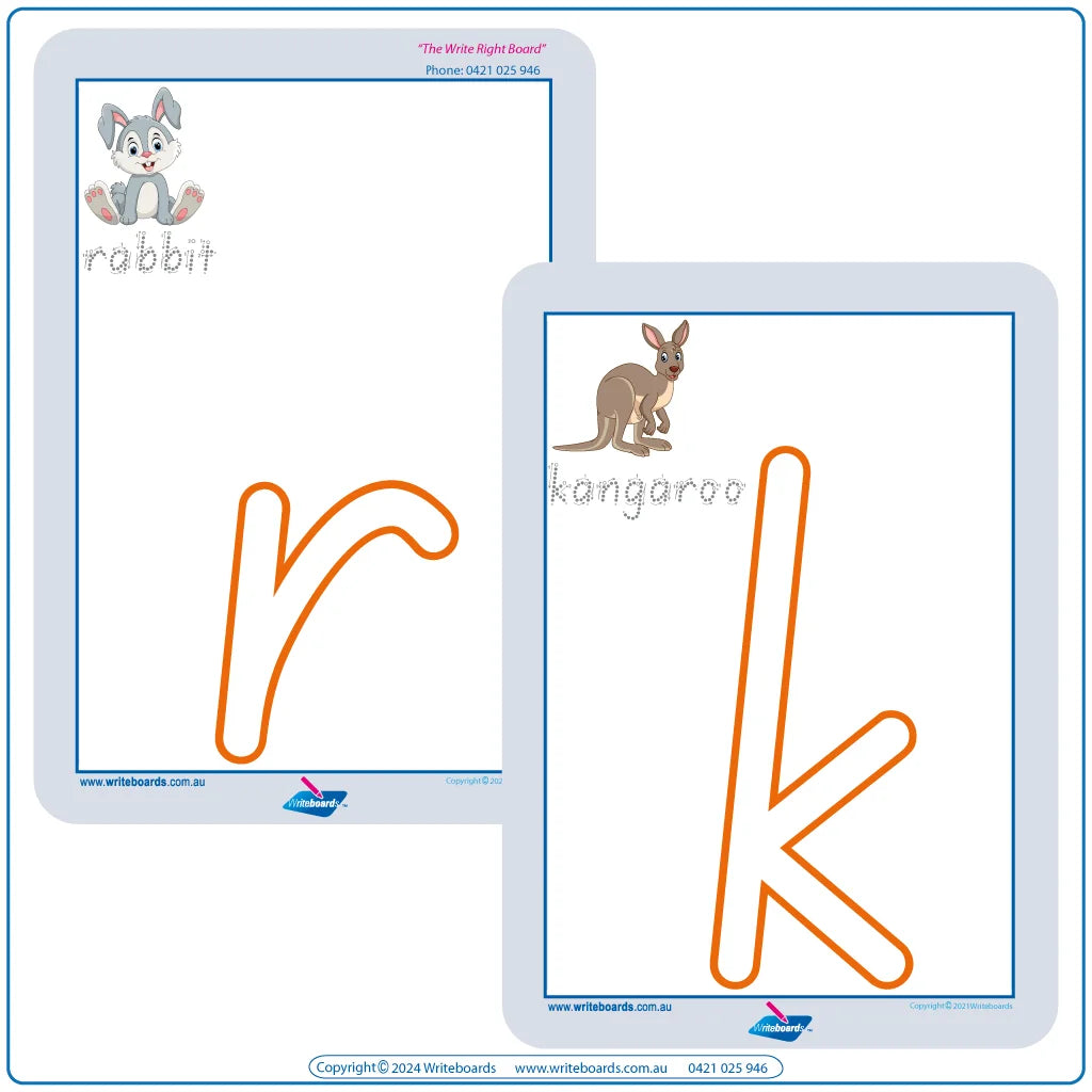 SA Modern Cursive Font Animal Phonics Play Dough Pack with letters and animal pictures