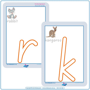 SA Modern Cursive Font Animal Phonics Play Dough Pack with letters and animal pictures