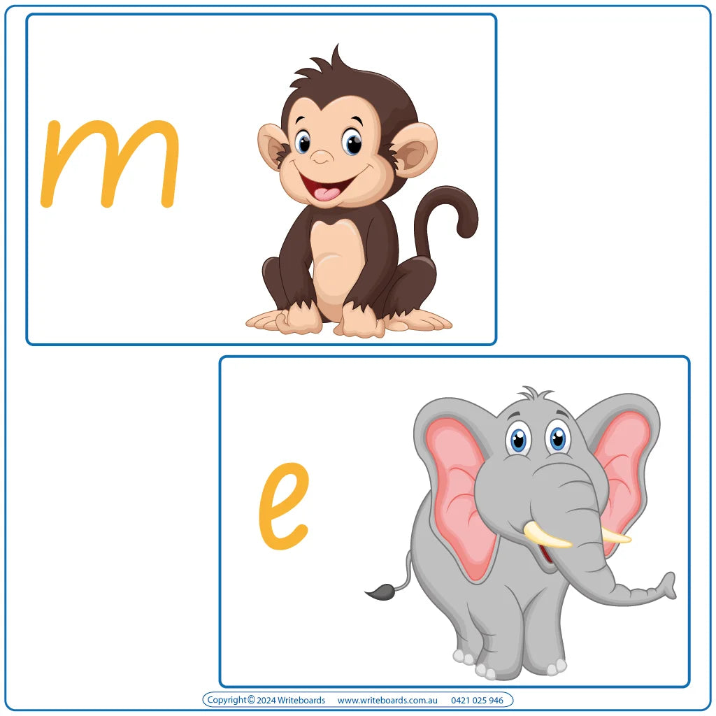 26 SA Modern Cursive Font Animal Phonics Posters for Teachers download and print now