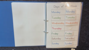 Teach your toddler the days of the week Busy Book for SA School Handwriting ages 3+