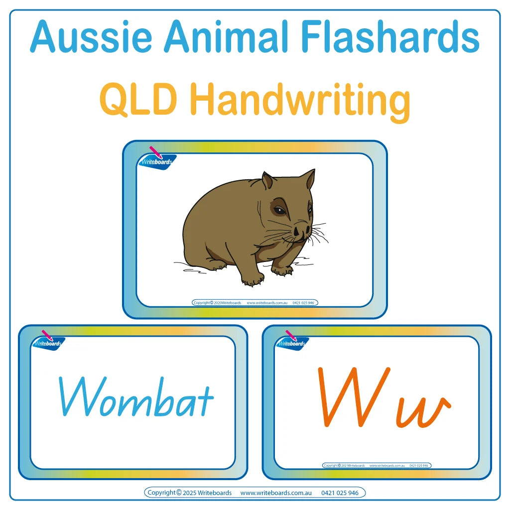 QLD Beginner Font Australian Animal Alphabet Flashcards include 108 Flashcards for Ages 3+