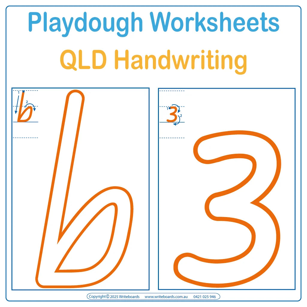 QLD Beginner Font Alphabet and Number Tracing Worksheets, QLD Beginner Font Worksheets for Toddlers aged 2+