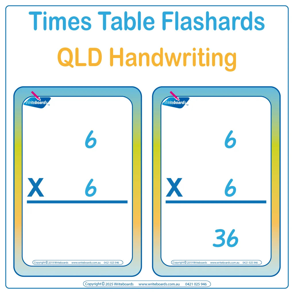 Help your child master times tables with 288 QLD Beginner Font flashcards – with and without answers 