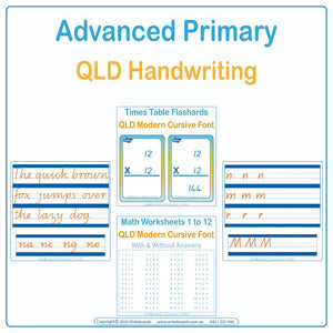 QLD Advanced Primary Pack Includes Reusable Cursive Writing Worksheets and Math