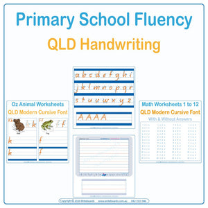 Primary Fluency Handwriting Pack for QLD Kids using QLD Modern Cursive Handwriting