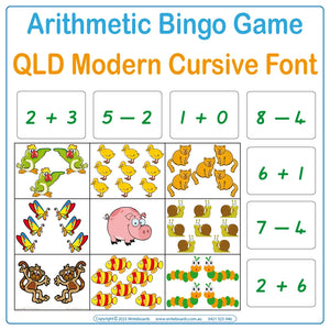 QLD Modern Cursive Font FUN Beginner Math Game for Prep & Childcare Educators