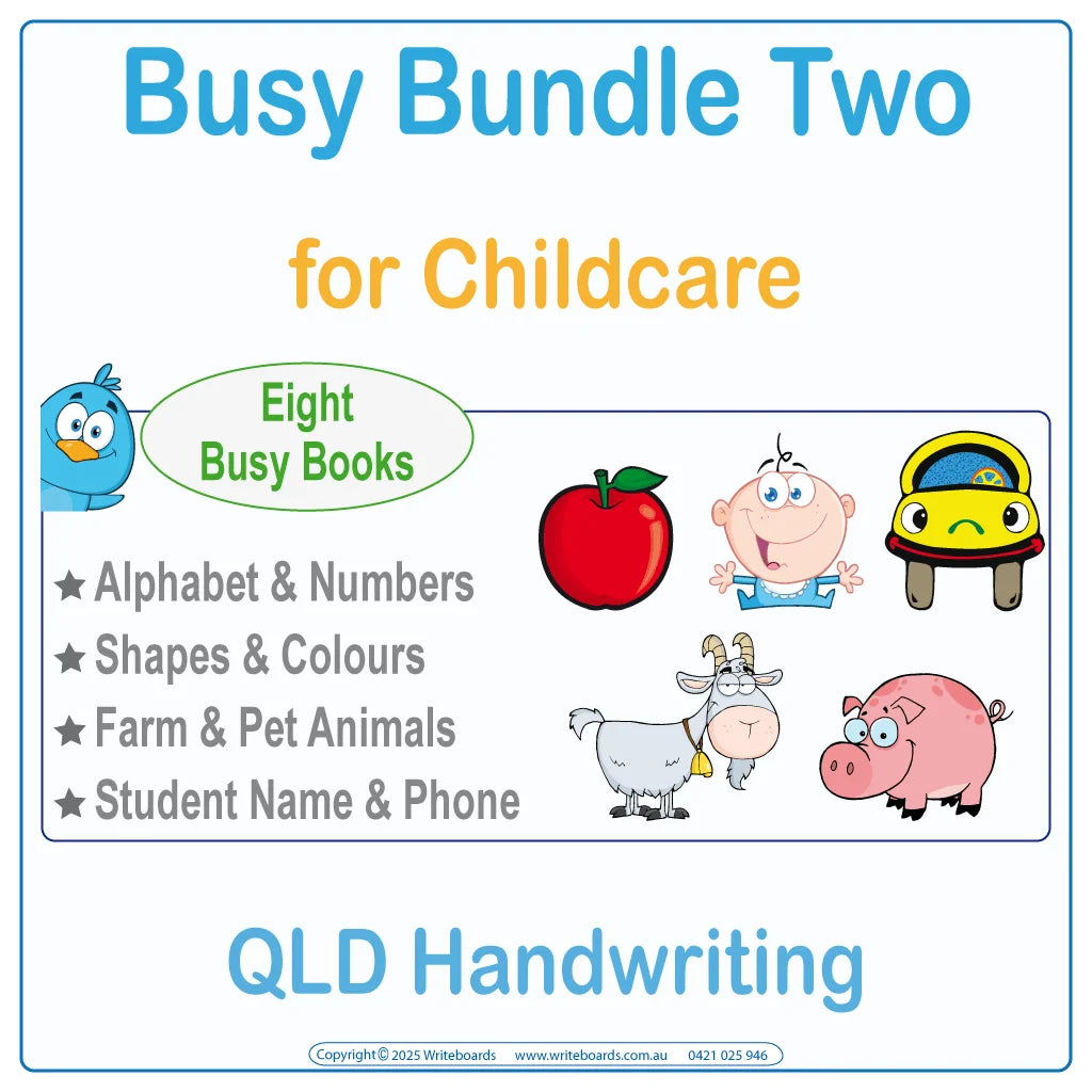 QLD Modern Cursive Font Busy Book Bundle Two for Childcare and Kindergarten Educators Ages 3+