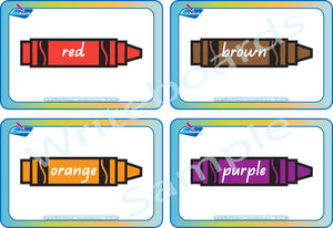 QLD Modern Cursive Font Crayon Colour Flashcards for Teachers and Educators and kids Aged 3+