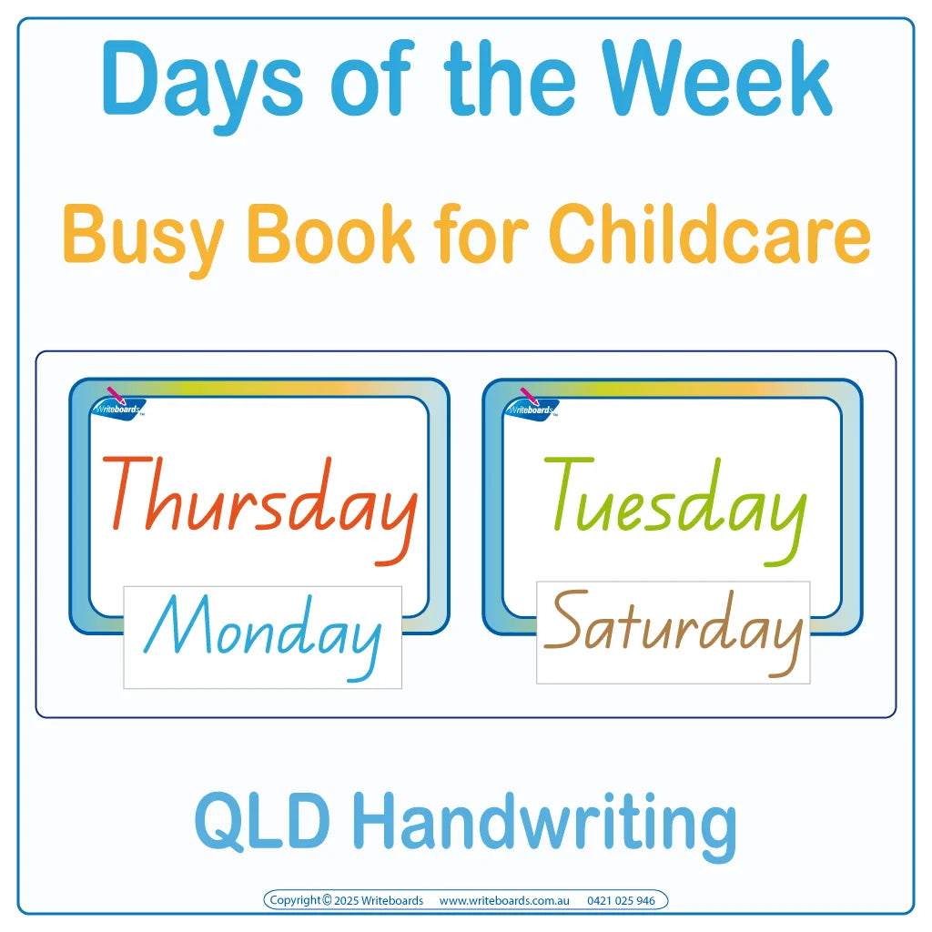 QLD Modern Cursive Days of the Week Busy Book for Kindergarten & Childcare, QLD Busy Book
