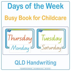 QLD Modern Cursive Days of the Week Busy Book for Kindergarten & Childcare, QLD Busy Book