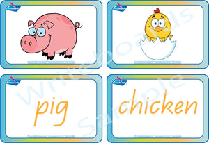 QLD Modern Cursive Font Farm Animal Busy Book Flashcards for Kindergarten & Childcare, QLD Busy Book