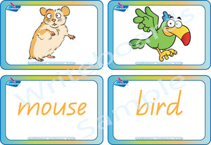 QLD Modern Cursive Font Pet Animal Flashcards Busy Book for Teachers and Educators 