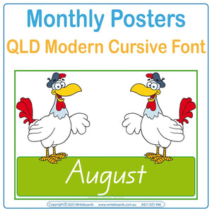 QLD Modern Cursive Font Monthly Posters for Teachers & Educators