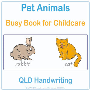 QLD Modern Cursive Font Pet Animal Busy Book for Kindergarten & Childcare, QLD Busy Books