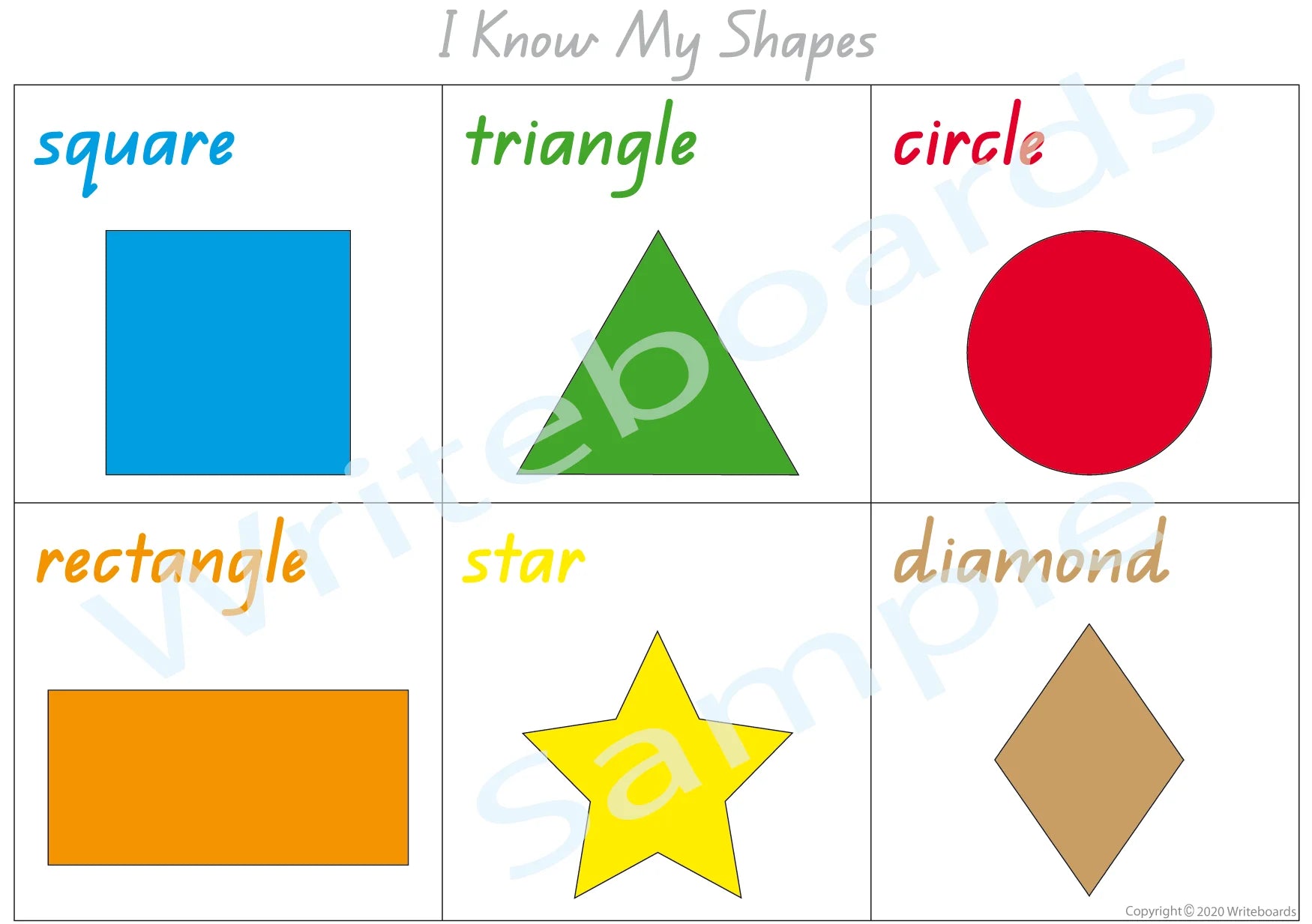 QLD Modern Cursive Font Shape and Colour Poster for Educators and kids Aged 3+