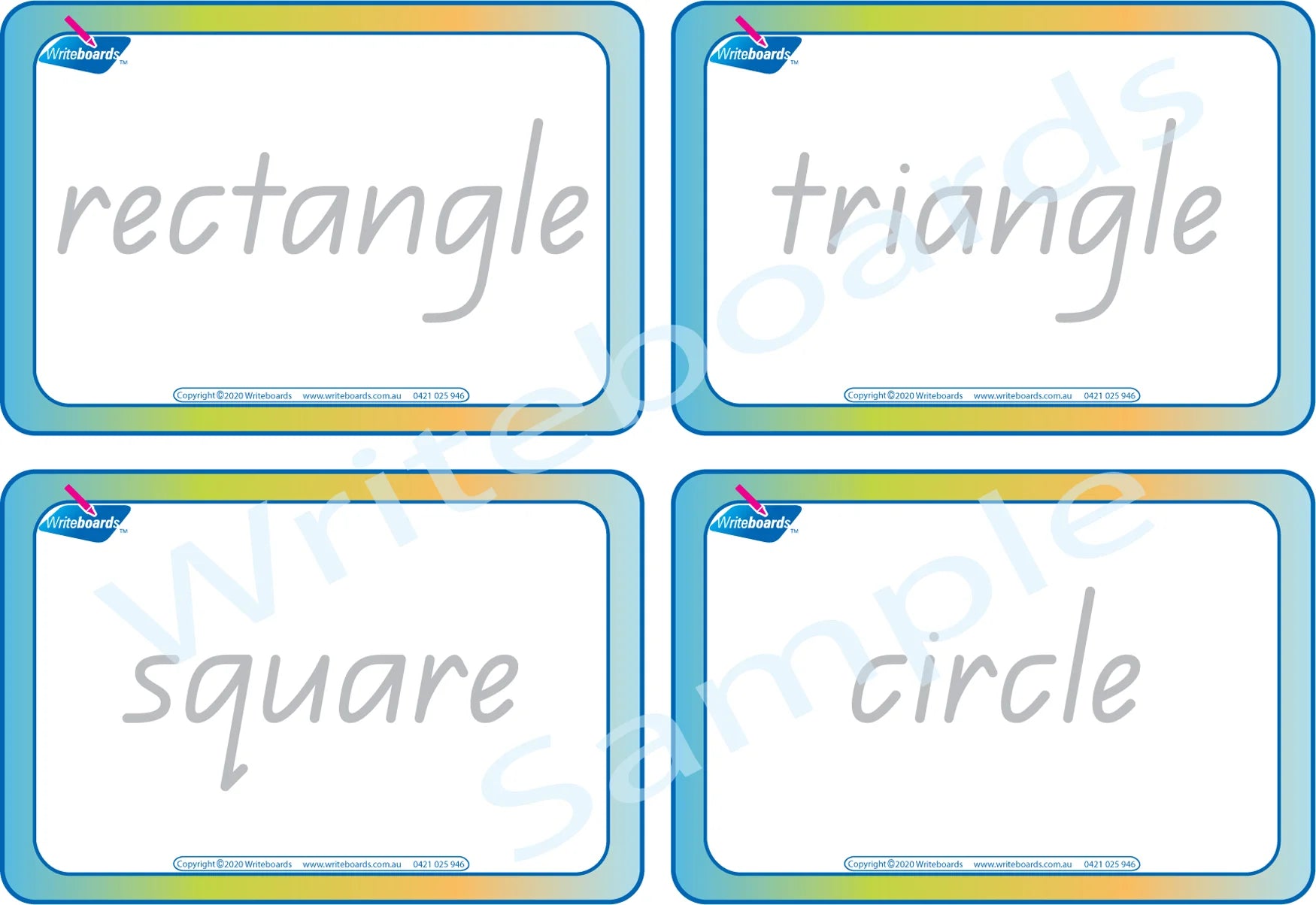 QLD Modern Cursive Font Shape and Colour Flashcards for Educators and kids Aged 3+