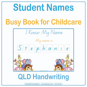 QLD Modern Cursive Font Student Name Busy Book, QLD Busy Books