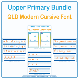 QLD Modern Cursive Upper Primary Bundle - Cursive Handwriting Worksheets - Math plus more